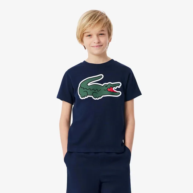 Lacoste T-shirt Sport mixte Ultra Dry imprimé Taille 16 ans Bleu Nuit