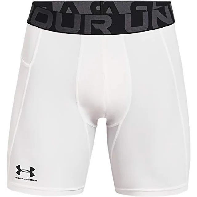 Under Armour UA HG Armour Shorts, Short de sport léger, Short de course pour homme - White / Black - S