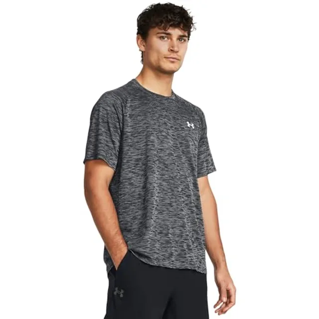 Under Armour T-shirt technique texturé à manches courtes pour homme, (001) Noir/Blanc, Taille M