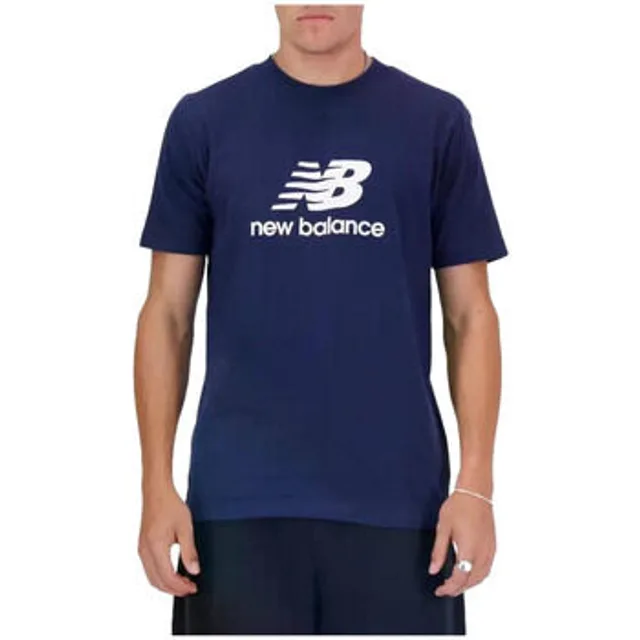New Balance pour homme. MT41502 T-shirt Sport Essentials Logo navy (S), Casuel, Coton, Manche courte, Marine