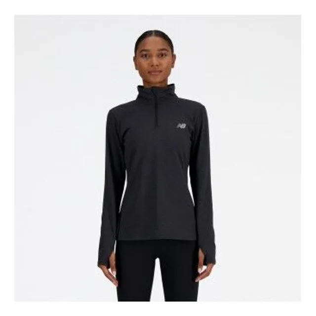 New Balance pour femme. WT41150 Sport Essentials Space Dye Quarter T-shirt noir (XS), Multisport, Manche longue