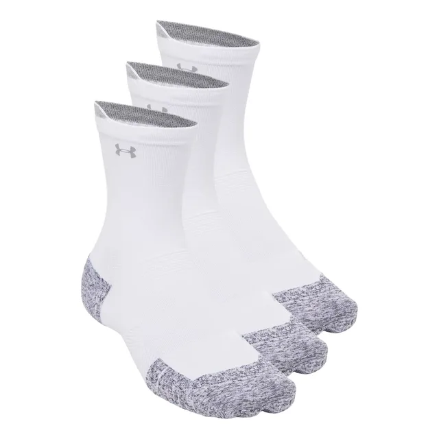 Lot de 3 paires de chaussettes mi-hautes Under Armour ArmourDry® Run Cushion unisexes Blanc / Blanc / réfléchissant S