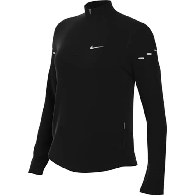 Nike Sweat-Shirt Swift Dri-Fit UV Hz pour Femme, Noir/argenté réfléchissant, Taille L