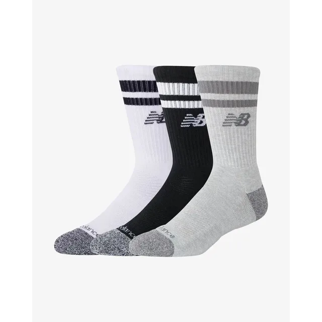 Chaussettes New Balance Active Lifestyle Striped Crew gris blanc noir (3 paires) - S