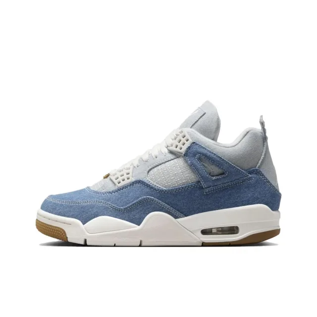 Air Jordan 4 Retro TEX Denim Bleu Usé Chaussures Sneakers Femme Voile Gomme-Marron Clair Or Métallique IB6716-100 43