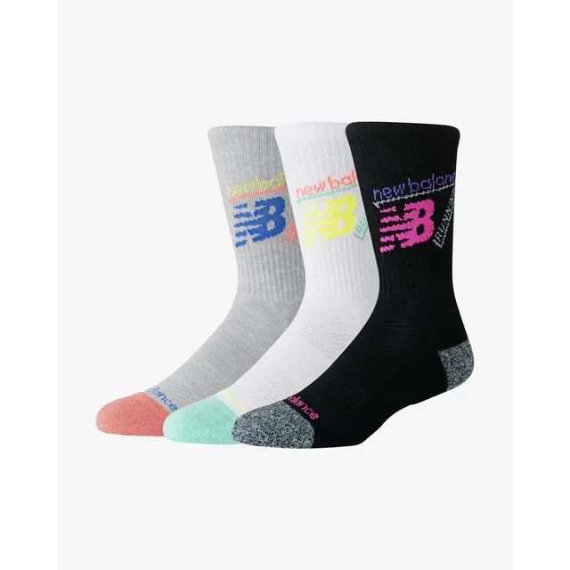 Chaussettes New Balance Active Graphic Crew noir blanc gris (3 paires) - XL