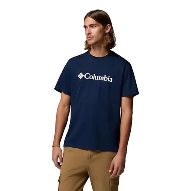 Columbia T-Shirt Basique avec Logo pour Homme, t-Shirt à Manches Courtes, Bleu Marine/Gem Columbia, S