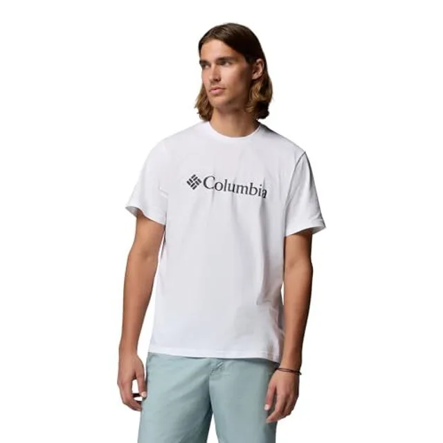 Columbia T-Shirt Basique avec Logo pour Homme, t-Shirt à Manches Courtes, Blanc/Gem Columbia, S