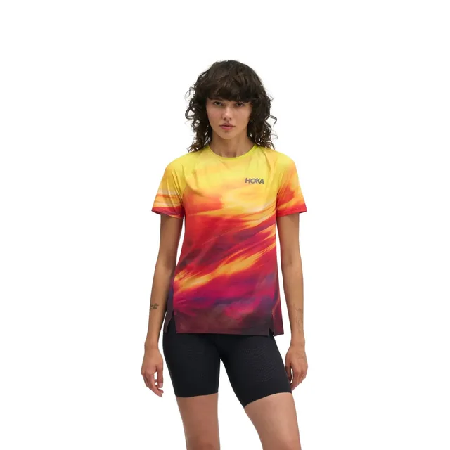 HOKA T-shirt à manches courtes Race Day pour Femme en Hoka Citrus Prt Taille XS | T-Shirts