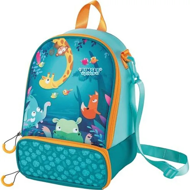 Maped Picnik - Sac Repas Isotherme Jungle Fever Vert Orange - 2 Compartiments - Bandoulière Amovible Utilisable en Sac