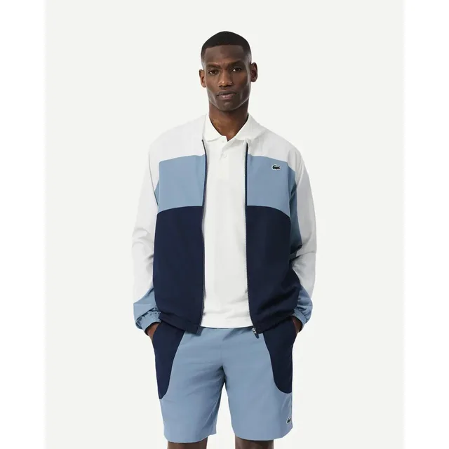 Lacoste Veste de survêtement Sport color-block Taille M Bleu Marine/bleu/blanc