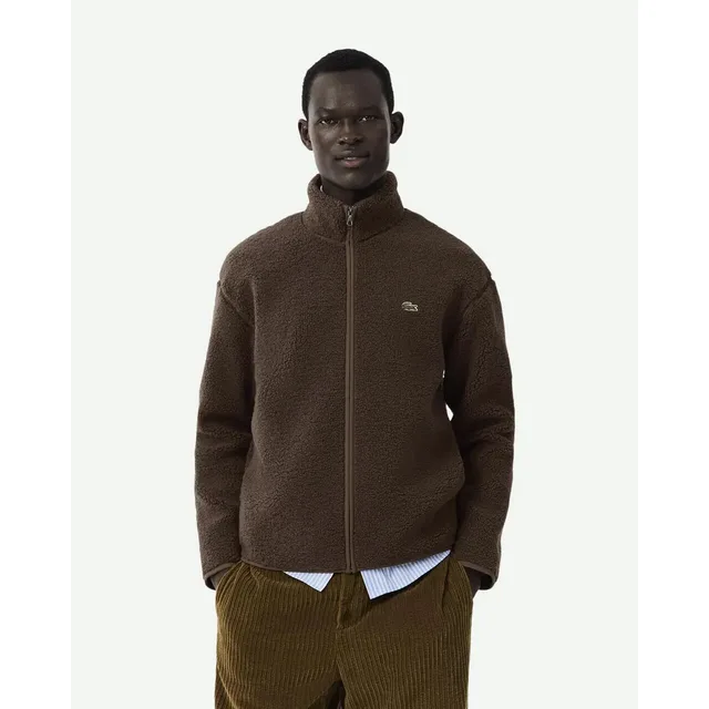 Lacoste Veste sherpa col montant Taille S Marron