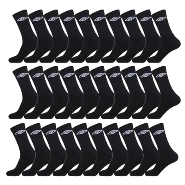 Umbro Chaussette Homme Résistantes - Lot de 30 - Chaussettes Sport Homme, Training & Maille Aérée, Noir, Taille 39/42