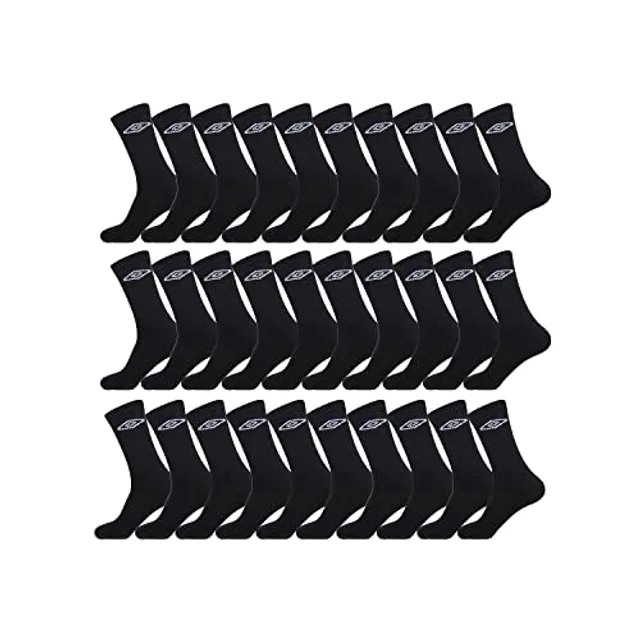 Umbro Chaussette Homme Résistantes - Lot de 30 - Chaussettes Sport Homme, Training & Maille Aérée, Noir, Taille 43/46