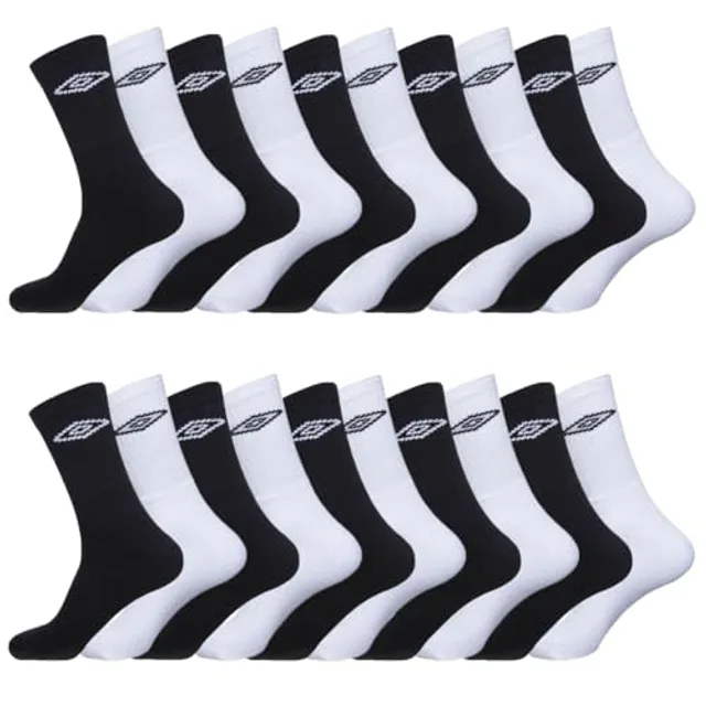 Umbro Chaussette Homme Sport Fléxibles - Lot de 20 - Chaussettes Hautes Homme, Running, Maintien Anti-Glisse, Noir