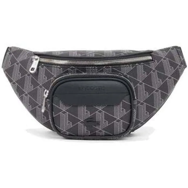 Lacoste Sac banane zippé The Blend en toile monogramme Taille Taille unique Monogram Noir Gris