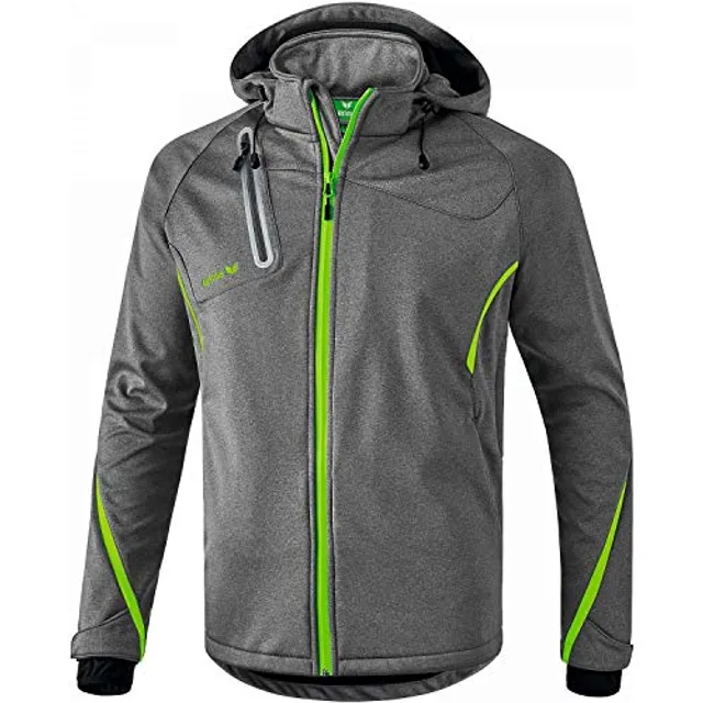 Erima Basic Fonction Veste Softshell Enfant, Gris Mélange/Green Gecko, 164