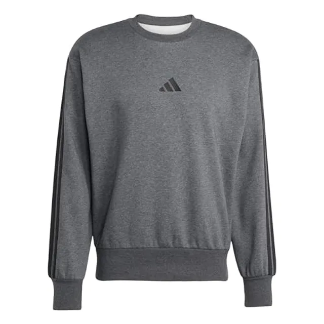 adidas Sweat Polaire à Trois Bandes pour Homme - Taille XL - Gris foncé chiné/Noir