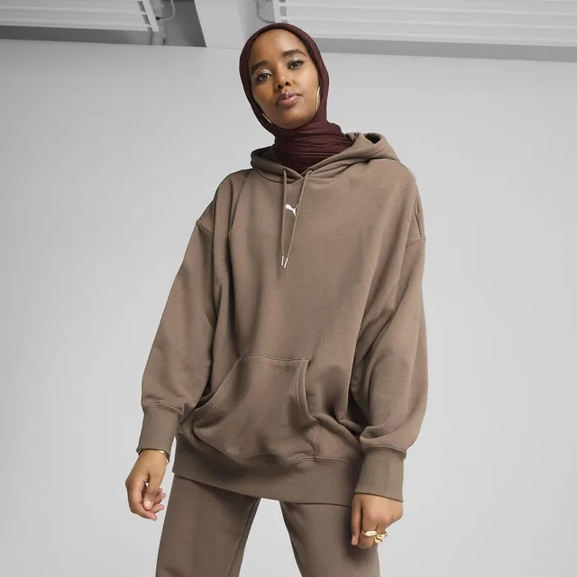PUMA Sweat à Capuche Oversize Wardrobe ESS Femme L Cool Weather Blue
