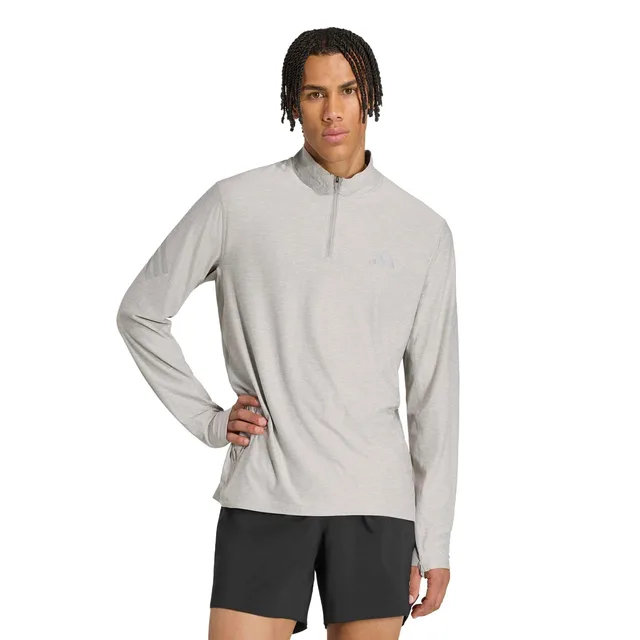 Sweat adidas ADI365 Running Iconic Climacool demi-zip gris clair - M