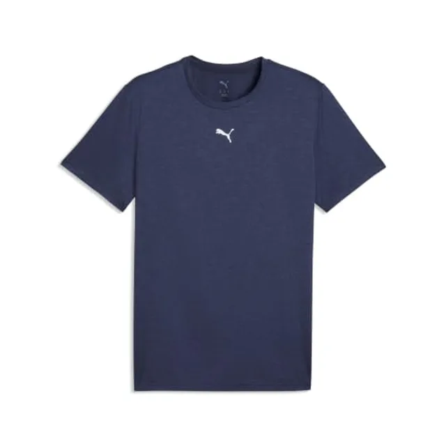 PUMA T-Shirt Logo Cat chiné TAD Essentiels Homme XS, Navy Heather Blue