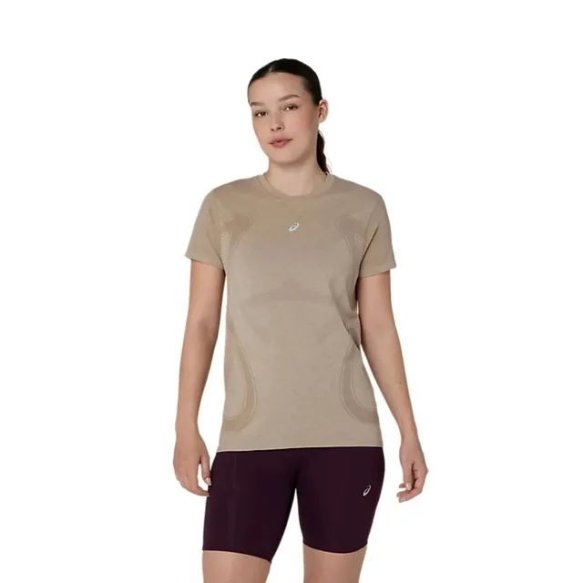 ASICS T-shirt de running sans coutures Road pour femmes camel | XS