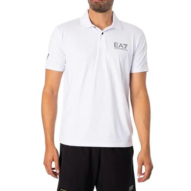 EA7 pour homme. 8NPF23_PJEMZ Polo Sport Ventus 7 blanc (L), Casuel, Polyester, Manche courte