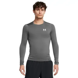 Under Armour pour homme. 1361524 T-shirt HeatGear gris (S/M), Sport, Multisport, Polyester, Manche longue