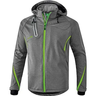 Erima Basic Fonction Veste Softshell Homme, Gris Mélange/Green Gecko, L