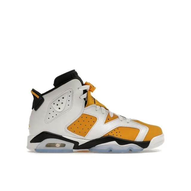 Air Jordan 6 Retro GS Ocre Jaune Sneakers Enfants Blanc Noir 384665-170