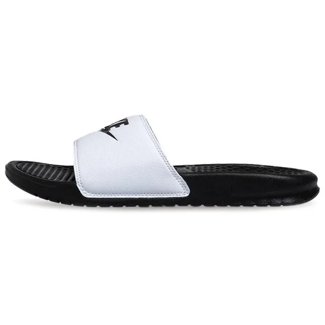 Sandales Unisex Nike Benassi Slides Blanc Noir-Noir 343880-100