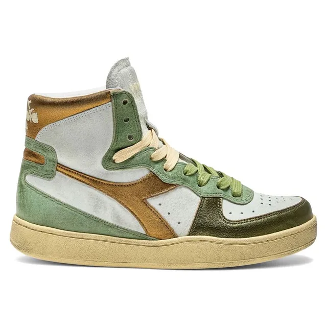Diadora Mi Basket Metal Pigskin Used Gold White Green (Women's) - 6W