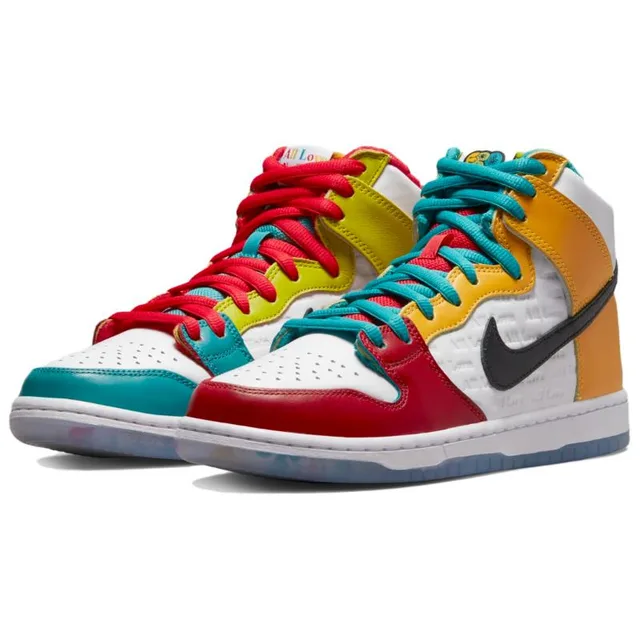 FroSkate x Nike Dunk High SB All Love No Hate Baskets Unisexe Multicolore Blanc Or Métallisé DH7778-100