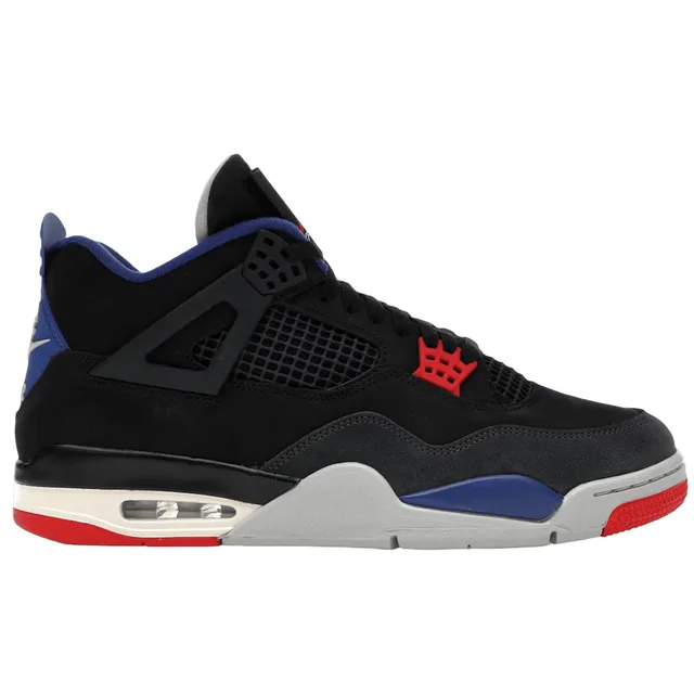 Air Jordan 4 Retro Rare Air - Inscription Blanche Chaussures pour Homme Noir Rouge Feu Bleu Royal Profond FV5029-003